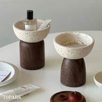 #トラバーチン風 ウッドスタンド アクセサリー トレイ 全2種 アロマ