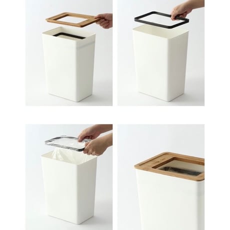 【即納】#ウッド × ホワイト スリム ダストボックス 全2タイプ