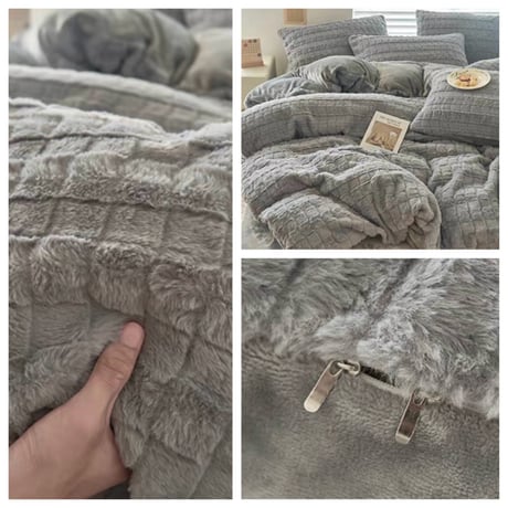 #フェイクファー 厚手 ミルク ベルベット 布団カバーセット 全2色 ベッドカバー 寝具カバー