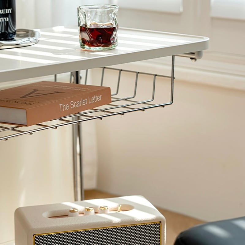 キャスター付き コの字 ポケット 収納 二段 サイドテーブル 全2色