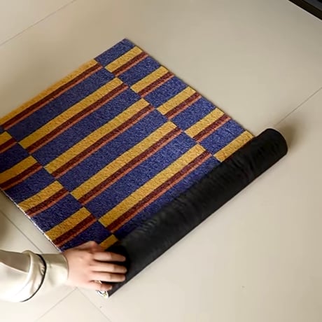 #レトロ カラー ストライプ柄 玄関 マット 全5色 50×80 泥落とし