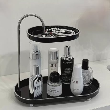 【即納】#上部スライド オーバル 二段 トレイ 全2色 コスメ 収納 香水収納 トレー