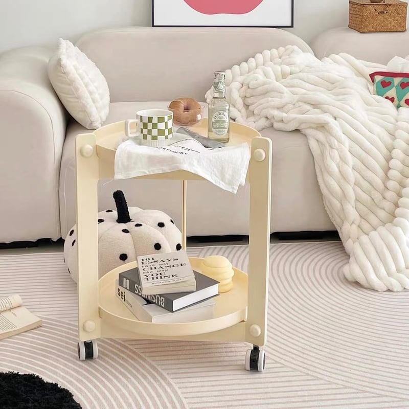 ラウンド トレイ 2段 サイドテーブル 収納 ワゴン | 70PARK