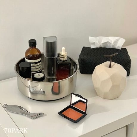 #ステンレス 360度 回転 ラウンド 収納 トレイ  全2種