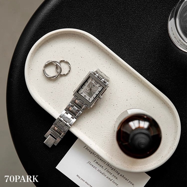 即納】#ナチュラル セラミック オーバル型 アクセサリー トレイ 小物