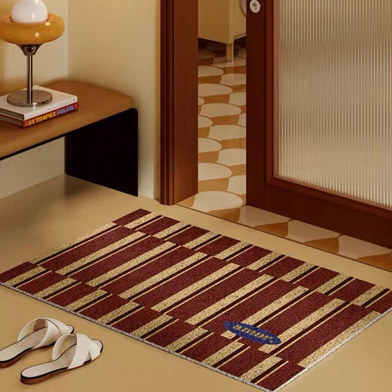 レトロ カラー ストライプ柄 玄関 マット 全5色 50×80 泥落とし