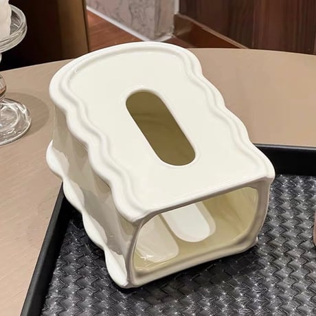 #セラミック ミラー ウエーブ スタンド ティッシュケース 全2色
