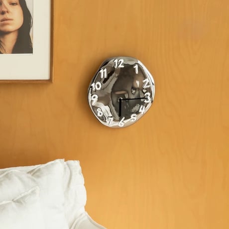 #シルバー セラミック 立体 文字盤 ラウンド クロック 全2色 壁掛け時計