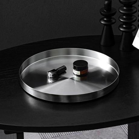 #マット シルバー ステンレス ラウンド トレイ 全4サイズ アクセサリートレイ 収納