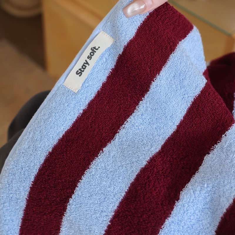 ワイド ストライプ カラフル フェイスタオル 全3色 綿 100% 吊り下げ