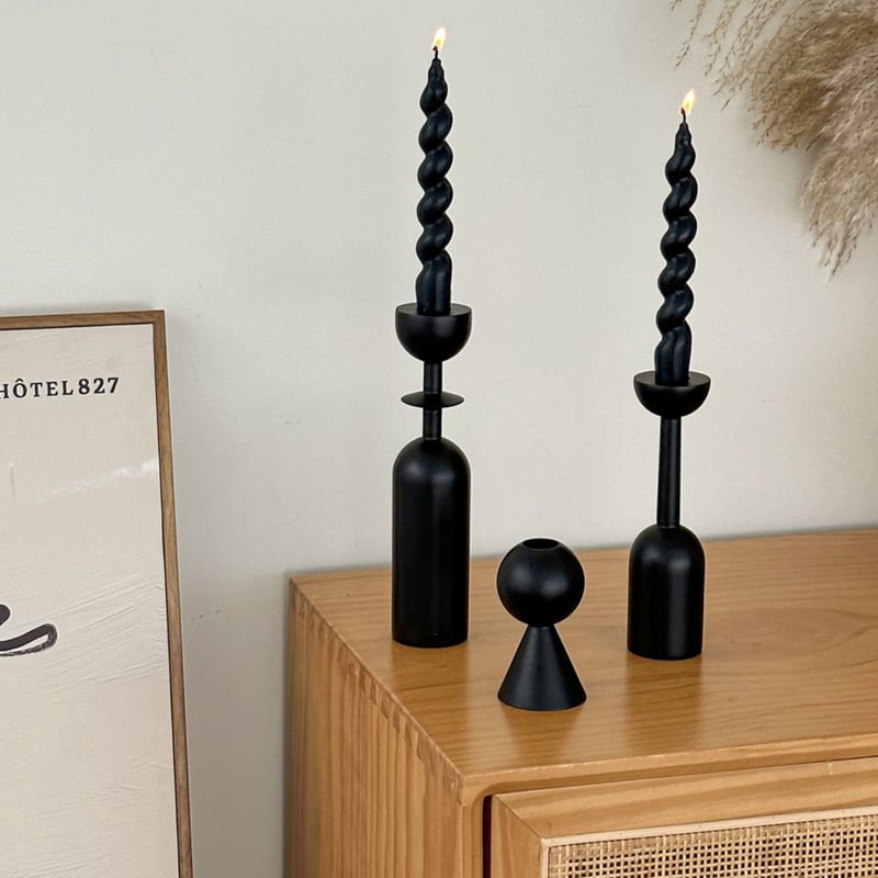 ブラック 木製 キャンドルホルダー 3点セット オブジェ | 70PARK