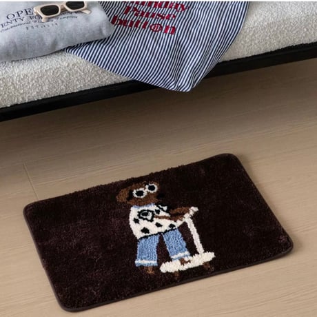 #キックボード 犬  メッセージ 玄関 マット 全2色 40×60 ダックスフンド ラグ 洗える