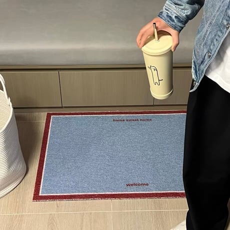 #ブルー レッド 配色 玄関 マット 全2色 50×80 泥落とし
