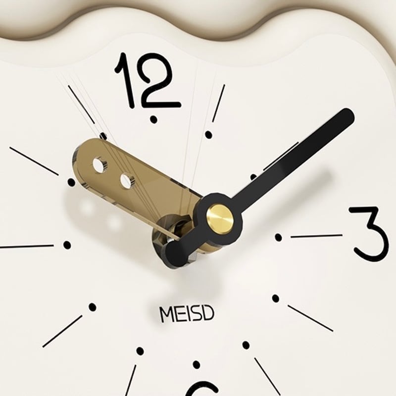 クリームカラー チャビー 横長 ウエーブ クロック 置き時計 | 70PARK