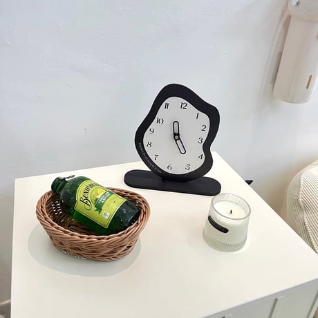 #不規則 ウエーブ バイカラー クロック 全3色 置き時計