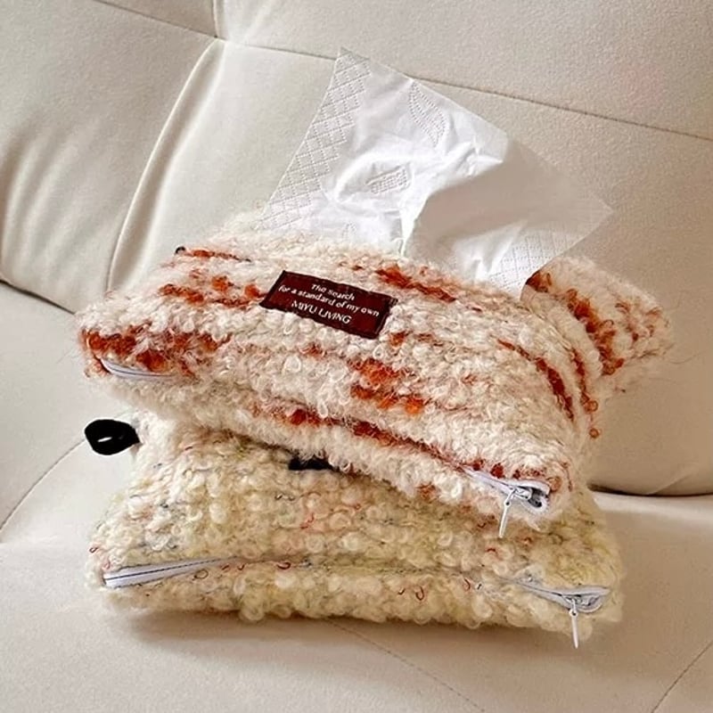 ふわふわ ミックス ニット ティッシュケース 全2種 ティッシュカバー