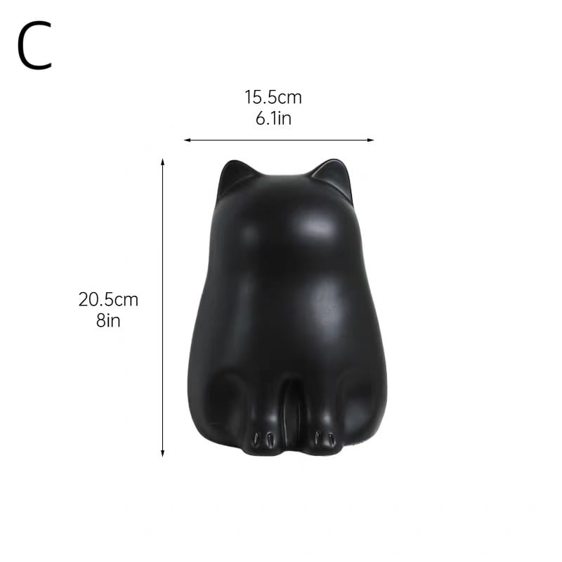 おすわり キャット セラミック ティッシュケース 全4色 猫 ティッシュ