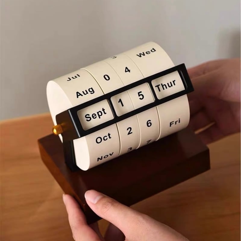 ウッド ナチュラル 回転 万年カレンダー 卓上 木製 デスク | 70PARK