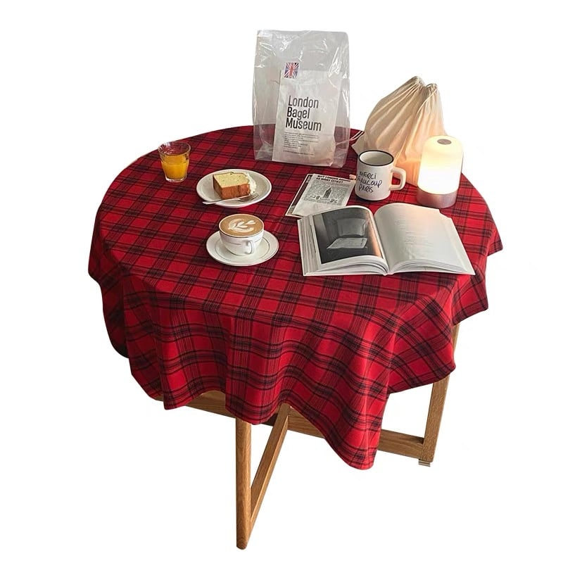 レッド × ブラック チェック柄 テーブルクロス 140×140 | 70PARK