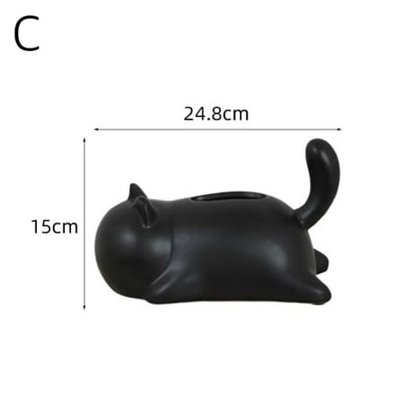 #寝そべり キャット セラミック ティッシュケース 全4色 猫 ティッシュボックス