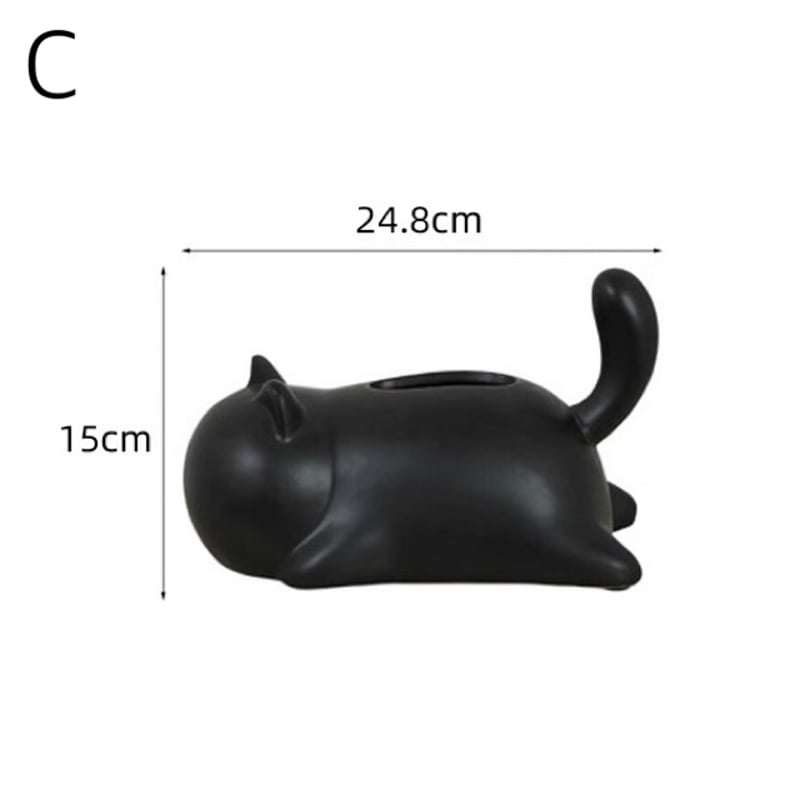 即納】#寝そべり キャット セラミック ティッシュケース 全4色 猫