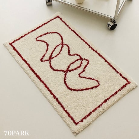 #レッド ライン ニュアンス アート ドア 玄関 マット 全2種 50×80 吸水 滑り止め タフテッド