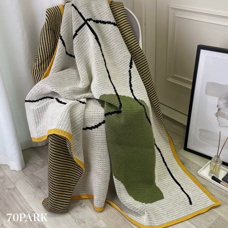 ブランケット ニュアンス ウエーブ デザイン ニット ブランケット 120×160 膝掛け