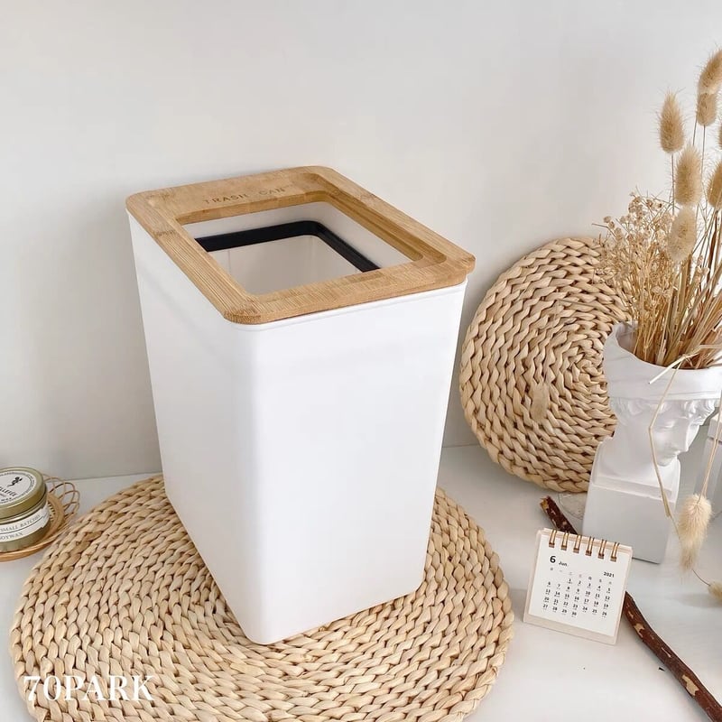 即納】#ウッド × ホワイト スリム ダストボックス 全2タイプ | 70PARK