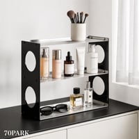 #サイド オープン アクリル ステンレス 三段 収納 ラック 全2色 コスメ収納