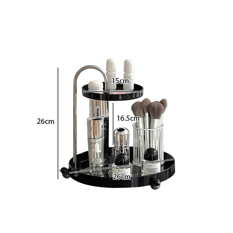 上部スライド ラウンド 二段 トレイ 全2色 コスメ 収納 | 70PARK