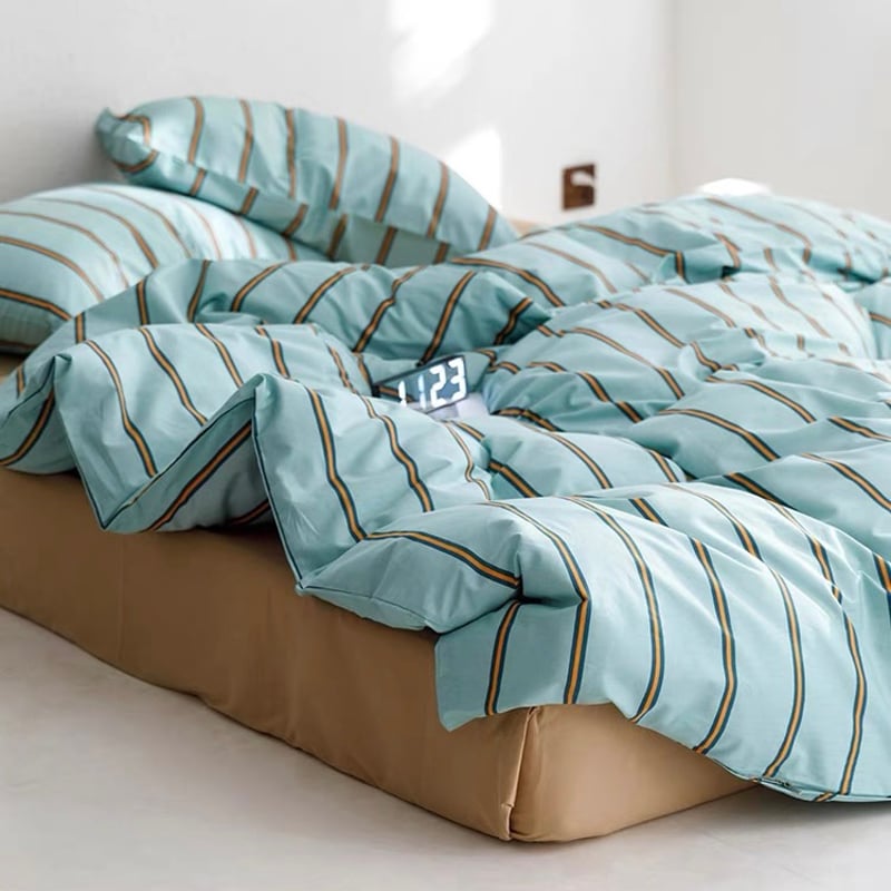 ブルー ピン ストライプ 布団カバーセット 全2種 ベッドカバー