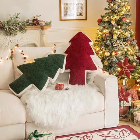 #クリスマス ツリー型 クッション 全2色