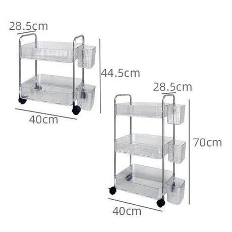 【即納】#バスケット付き アクリル ラック ワゴン 全2タイプ