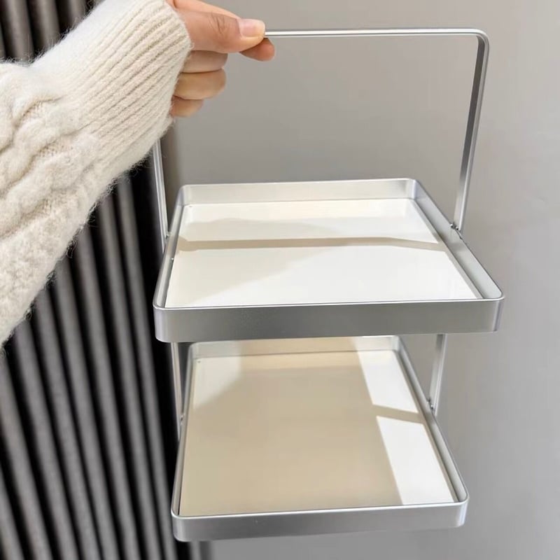 持ち手付き シルバー フレーム スクエア 二段 収納 ラック 全2色 | 70PARK