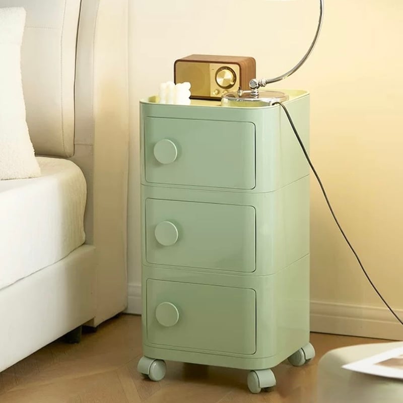 キャスター付き スクエア 三段 カラー 収納 ラック サイドテーブル 全6