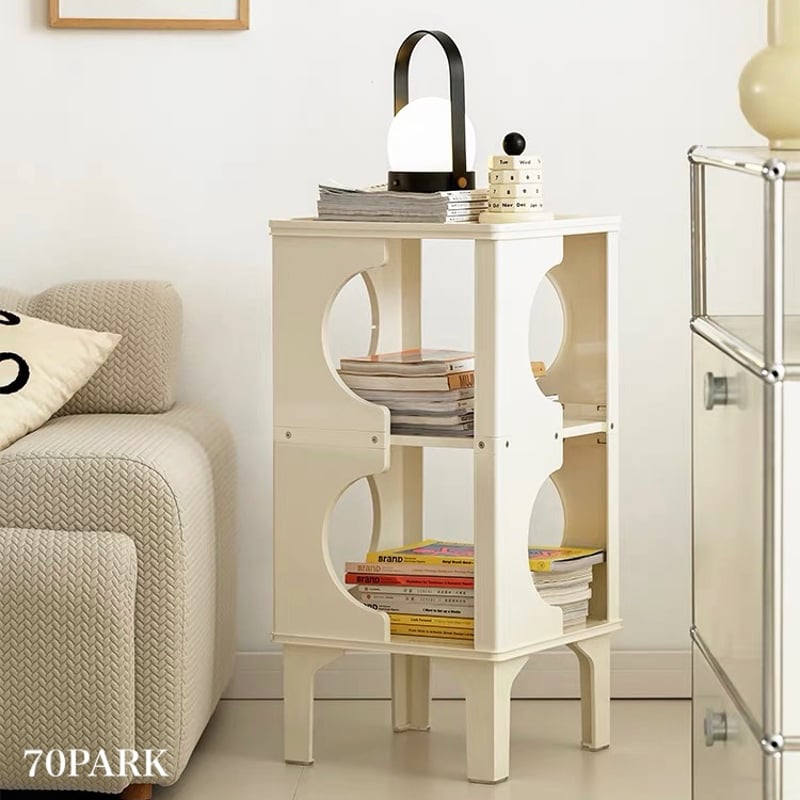 脚付き カーブ 三段 収納 ディスプレイ ラック サイドテーブル | 70PARK