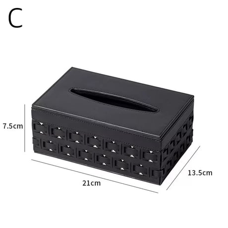 #編み込み 幾何学模様 レザー ティッシュボックス 全3色 ティッシュケース