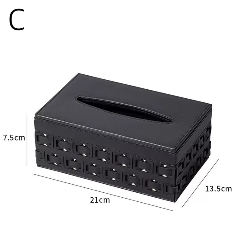 編み込み 幾何学模様 レザー ティッシュボックス 全3色 ティッシュ