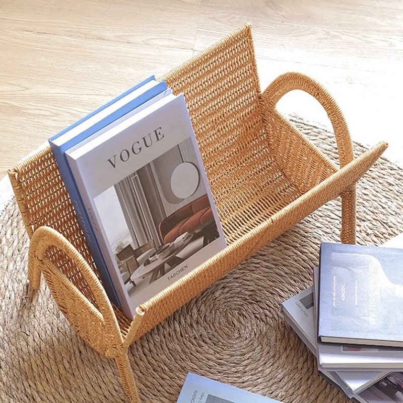 ラタン調 マガジンラック 収納 ブックスタンド バスケット | 70PARK