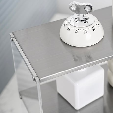 #クリア アクリル ステンレス シンプル 二段 収納 ラック 全2色 コスメ収納