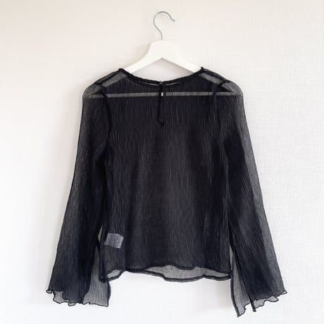 【即納】#スリット入り フレアスリーブ シアー トップス 全2色