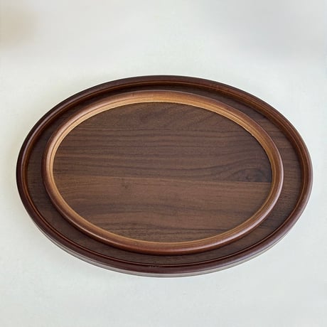 #オーバル型 シンプル レトロ ウッド トレイ 全2サイズ 収納 小物置き 香水収納