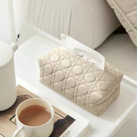 #キルティング シンプル ティッシュケース 全3色