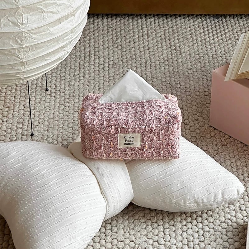 ピンク ミックス ツイード ティッシュケース 全2色 ティッシュカバー