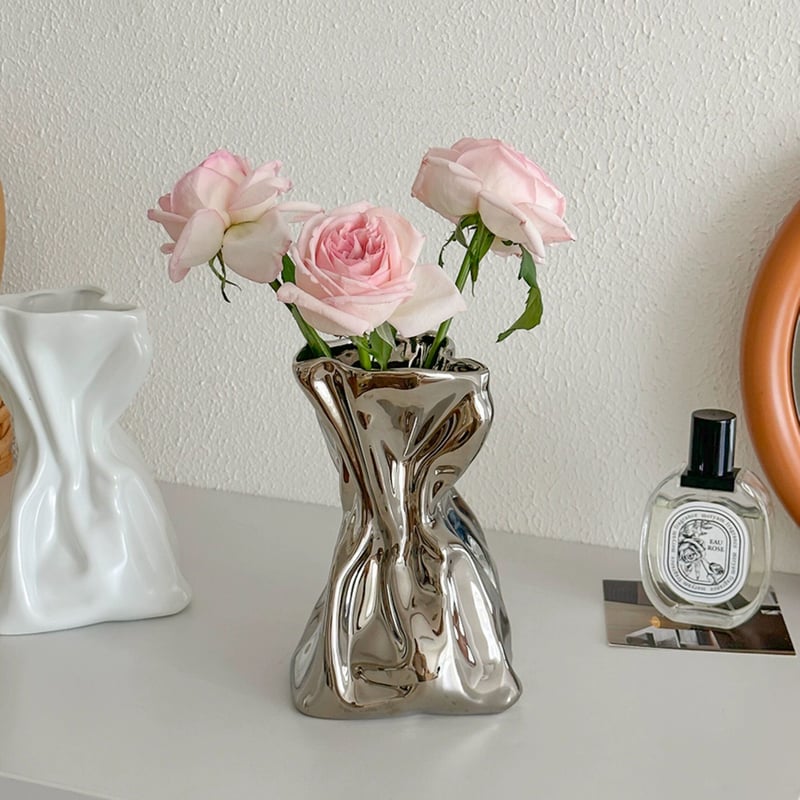 プリーツ セラミック フラワーベース 全3色 花瓶 | 70PARK