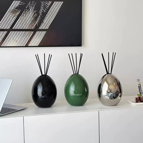 #エッグ モチーフ セラミック ディフューザー 容器 全3色 詰め替えボトル