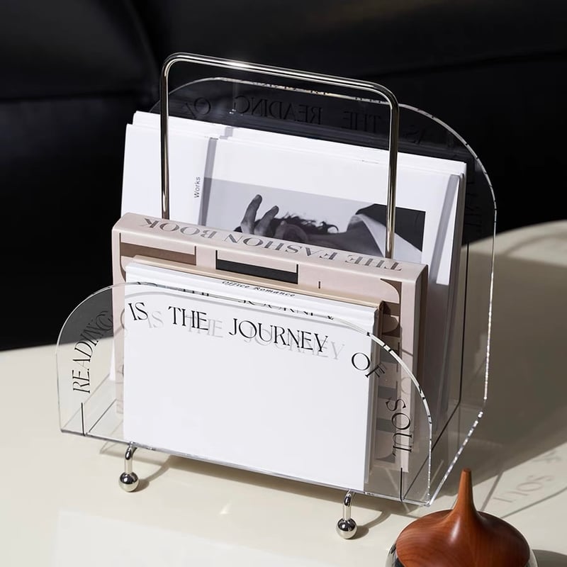 ポータブル クリア アクリル マガジンラック 収納 全2色 | 70PARK