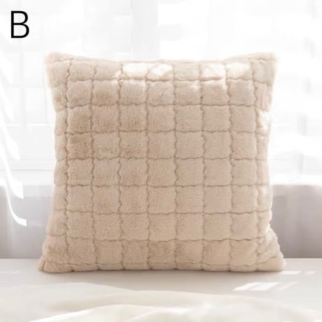 #フェイクファー グリッド クッションカバー 全3色 45×45