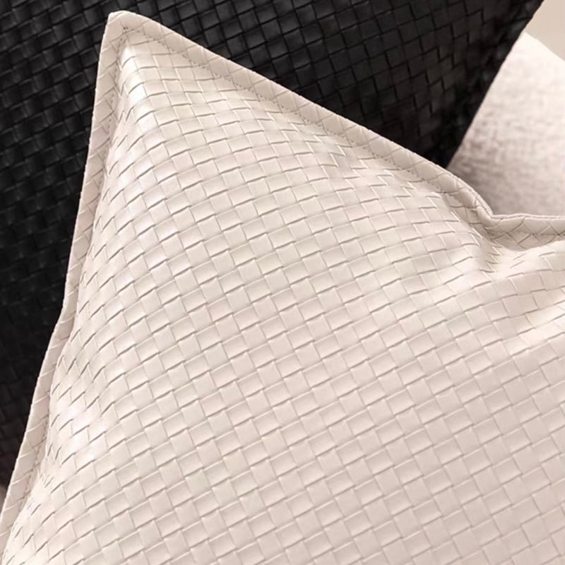 リッチ フェイクレザー 編み込み クッションカバー 全6色 45×45