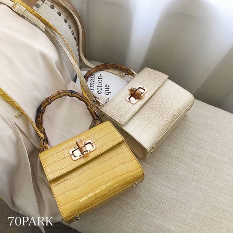 バンブー風 ハンドル クロコ型押し ショルダーバッグ 全4色 | 70PARK バンブー風 ハンドル クロコ型押し ショルダーバッグ 全4色 | 70PARK